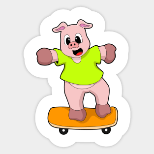 Pig as Skater on Skateboard Sticker